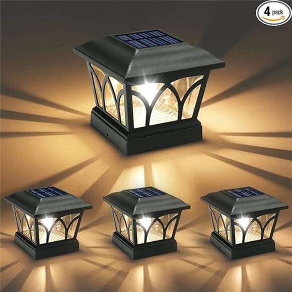Solar Post Cap Lights Outdoor 4Pack, with Edison LED Bulbs, 2 Brightness Setting - Picture 7 of 7